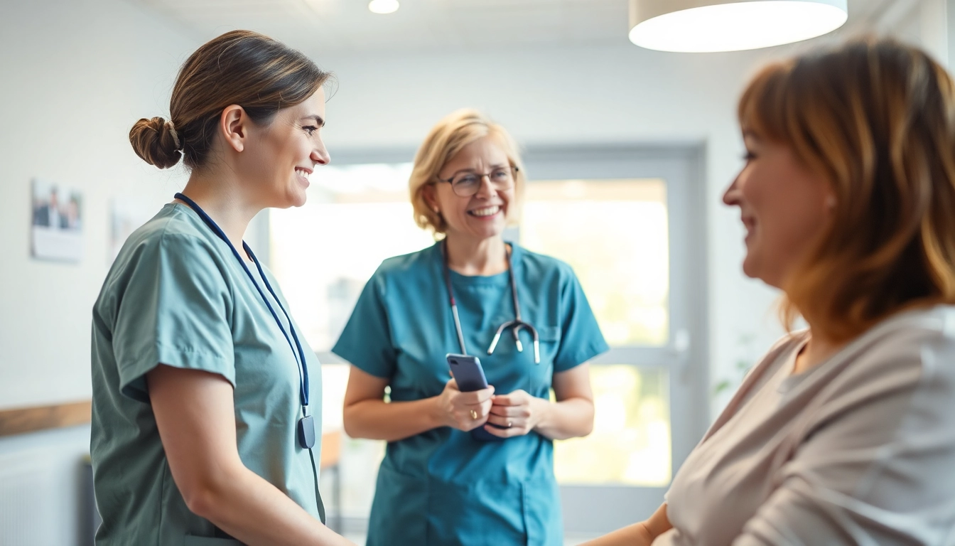 Pflegefachkraft Hameln hilft einem Patienten in einer warmen, freundlichen Pflegeeinrichtung.