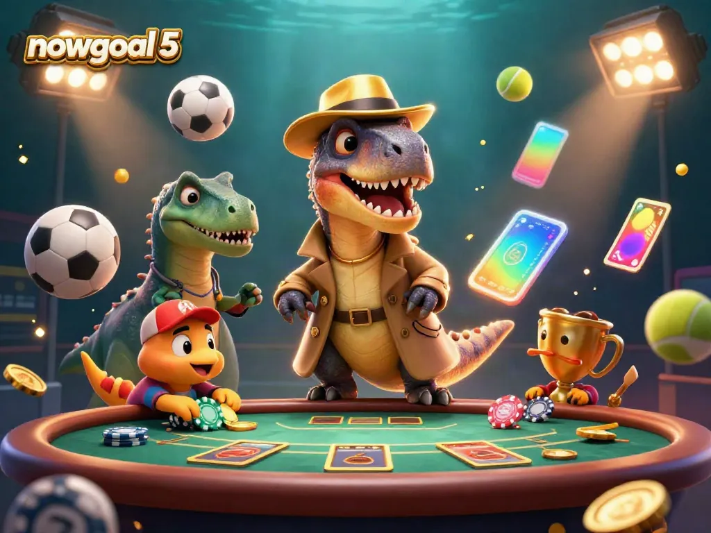 Witness the thrill of nowgoal 5 with a cunning velociraptor card counter and friends at a casino.