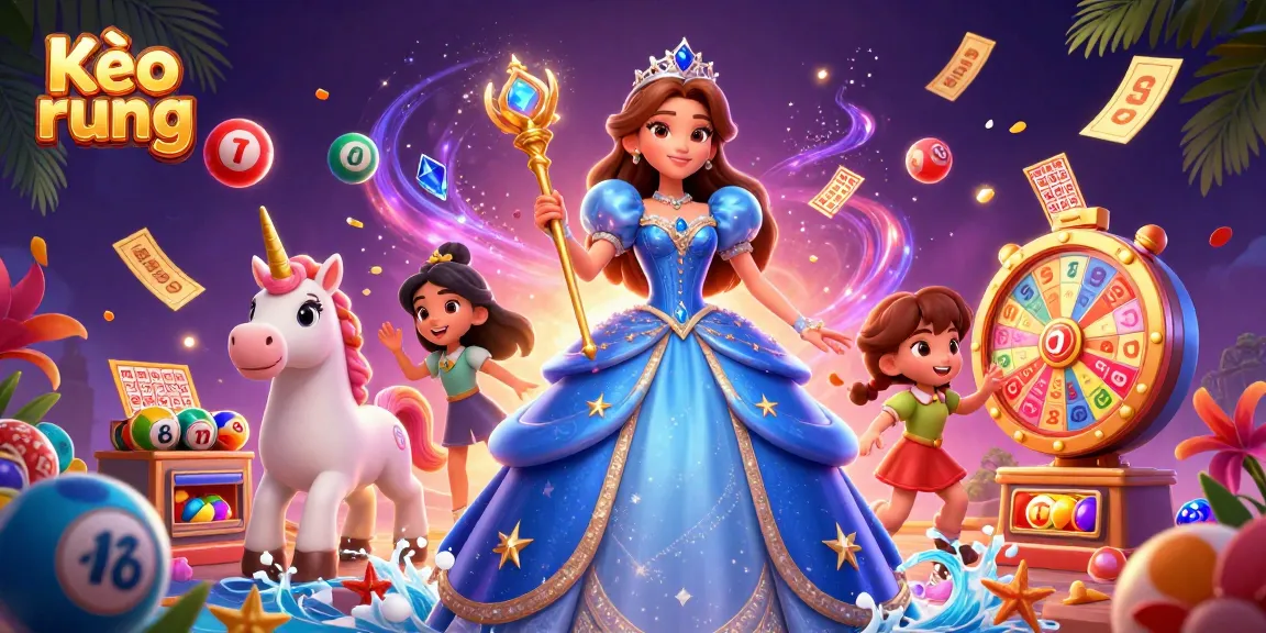 Kèo rung betting excitement illustrated with a royal figure, lottery elements, and magic in the air.