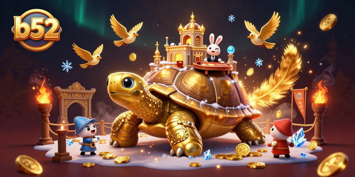 Enjoy thrilling fun at b52 with a vibrant casino scene featuring a golden tortoise and a rabbit dealer.