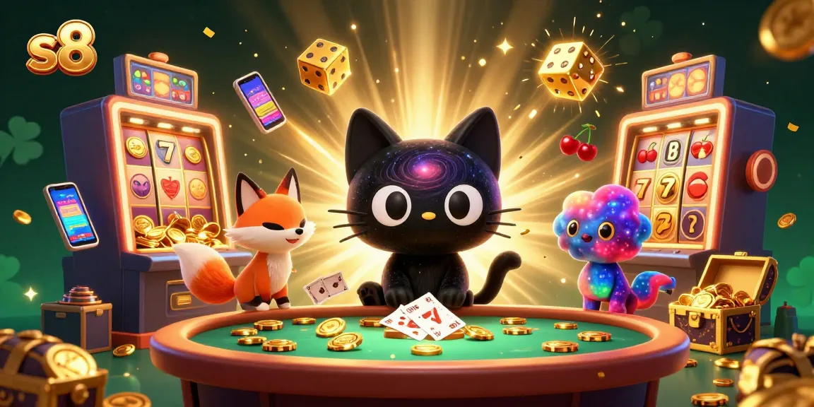 Experience thrilling gameplay at s8 as a black hole cat pulls in chips at a cosmic casino.