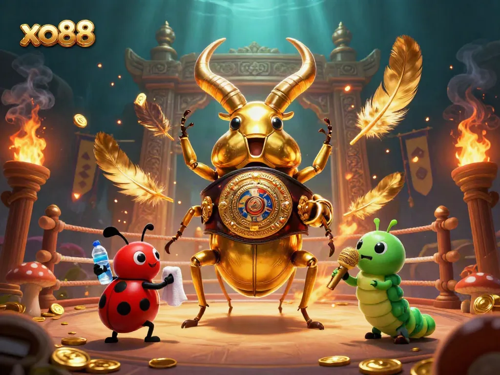 Engage in thrilling moments at xo88 with a dynamic illustration of characters in a fun casino atmosphere.