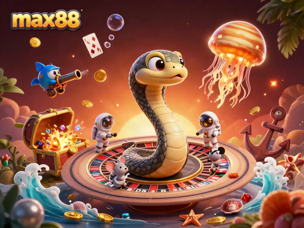 Celebrate winning moments at max88 with an engaging casino scene featuring vibrant characters and dynamic elements.