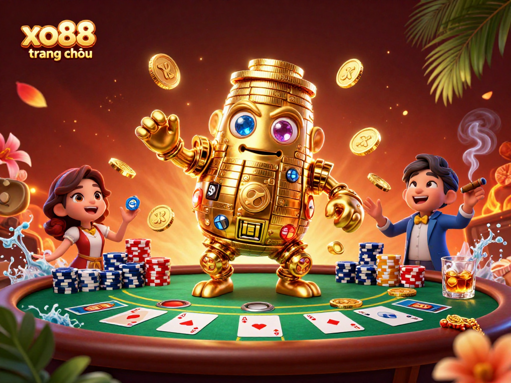 Experience the excitement of xo88 trang chủ with a vibrant 3D casino scene featuring rich gaming elements.