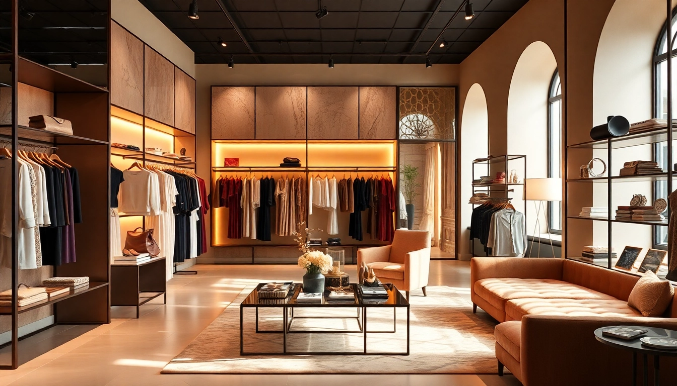 Luxury fashion items displayed elegantly in a stylish boutique setting.