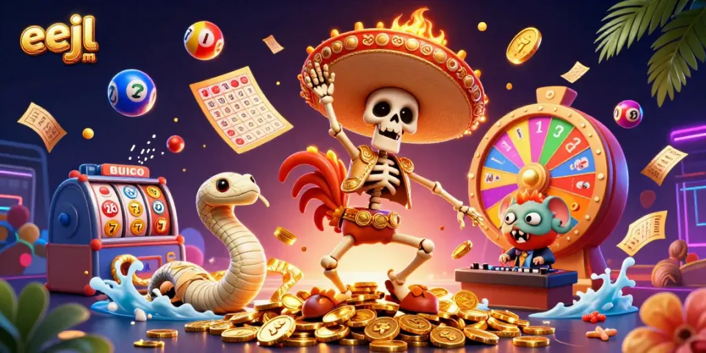 Place bets in the electrifying world of eejl com with vibrant casino elements and dynamic characters.