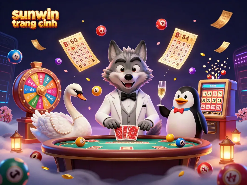 Experience thrilling games at sunwin trang chính with a lively casino scene featuring vibrant characters and dynamic elements.