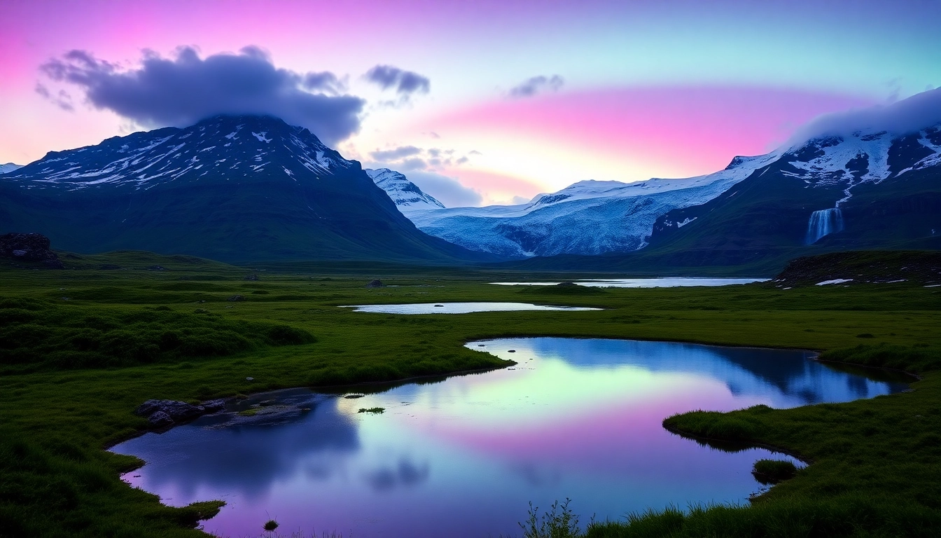 Entdecken Sie die magische Landschaft während Ihrer Reise nach Island, mit Vulkanen und Nordlichtern im Hintergrund.