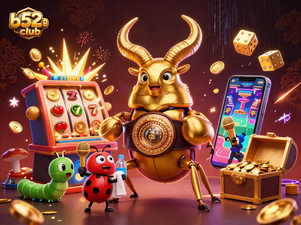 Engage in thrilling gaming with b52club's 3D cartoon beetle boxing champion and dynamic casino elements.