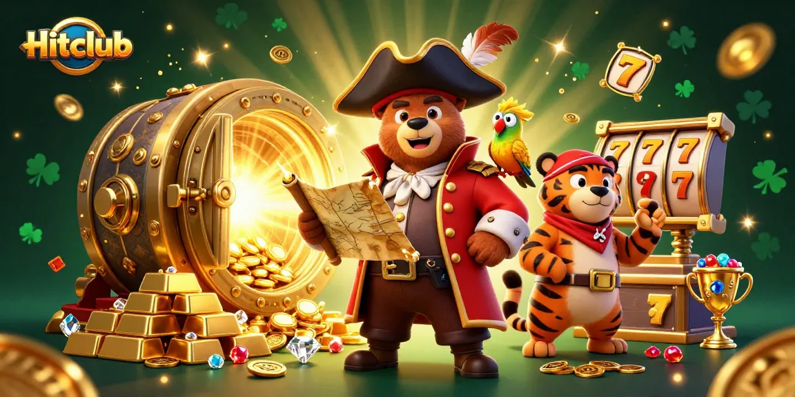 Experience thrilling wins at Hitclub with pirate captain bear and dynamic casino elements.