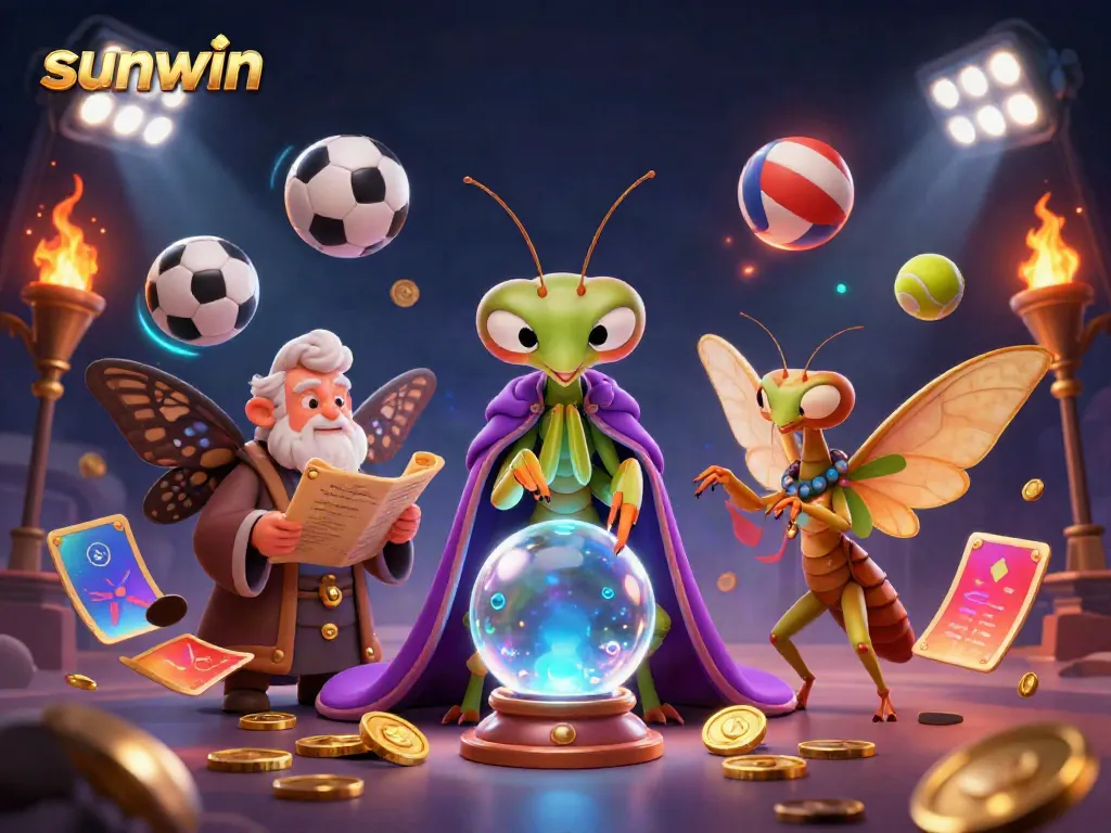 Engage with sunwin's thrilling casino experience illustrated through vibrant characters and dynamic game elements.