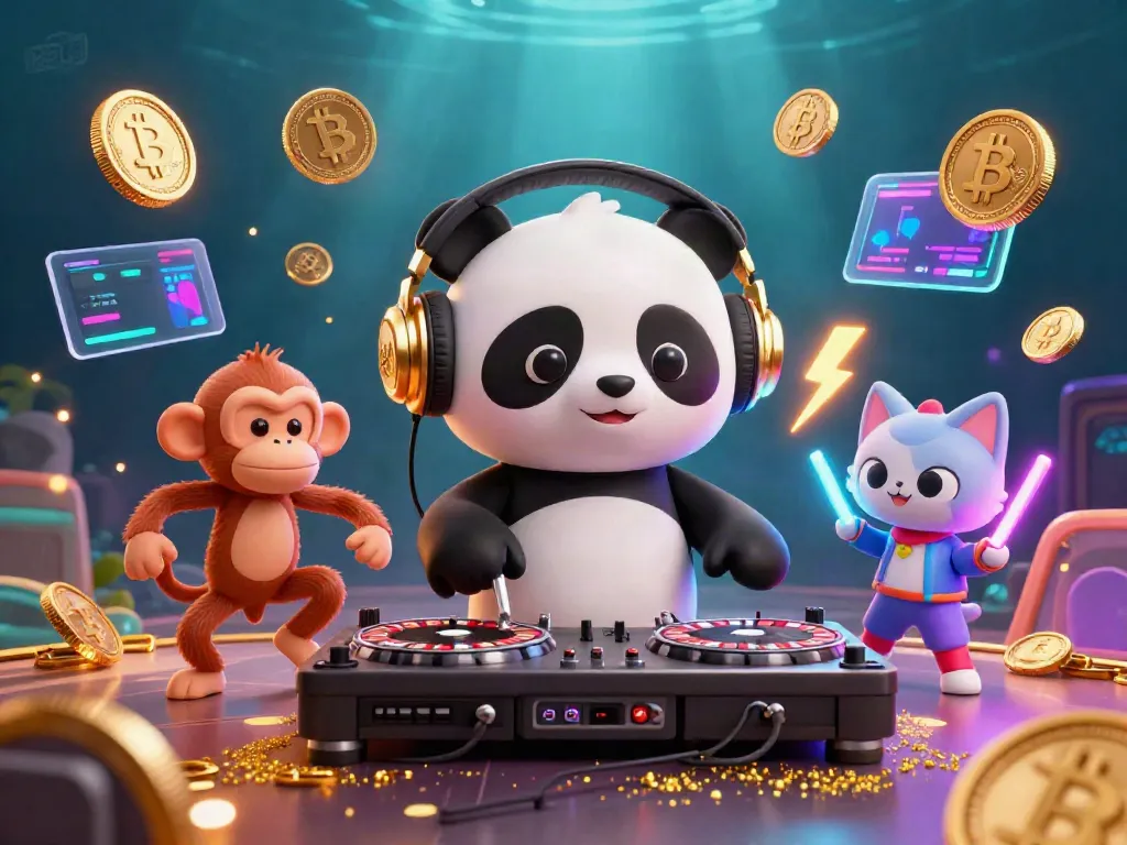 B52Club DJ panda spins games while monkey dances at a vibrant casino party scene.