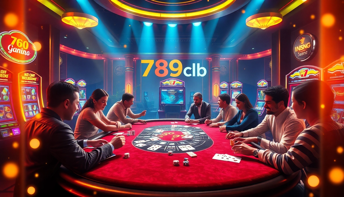 Players enjoying an exciting game at 789club casino table, showcasing luxury and action.