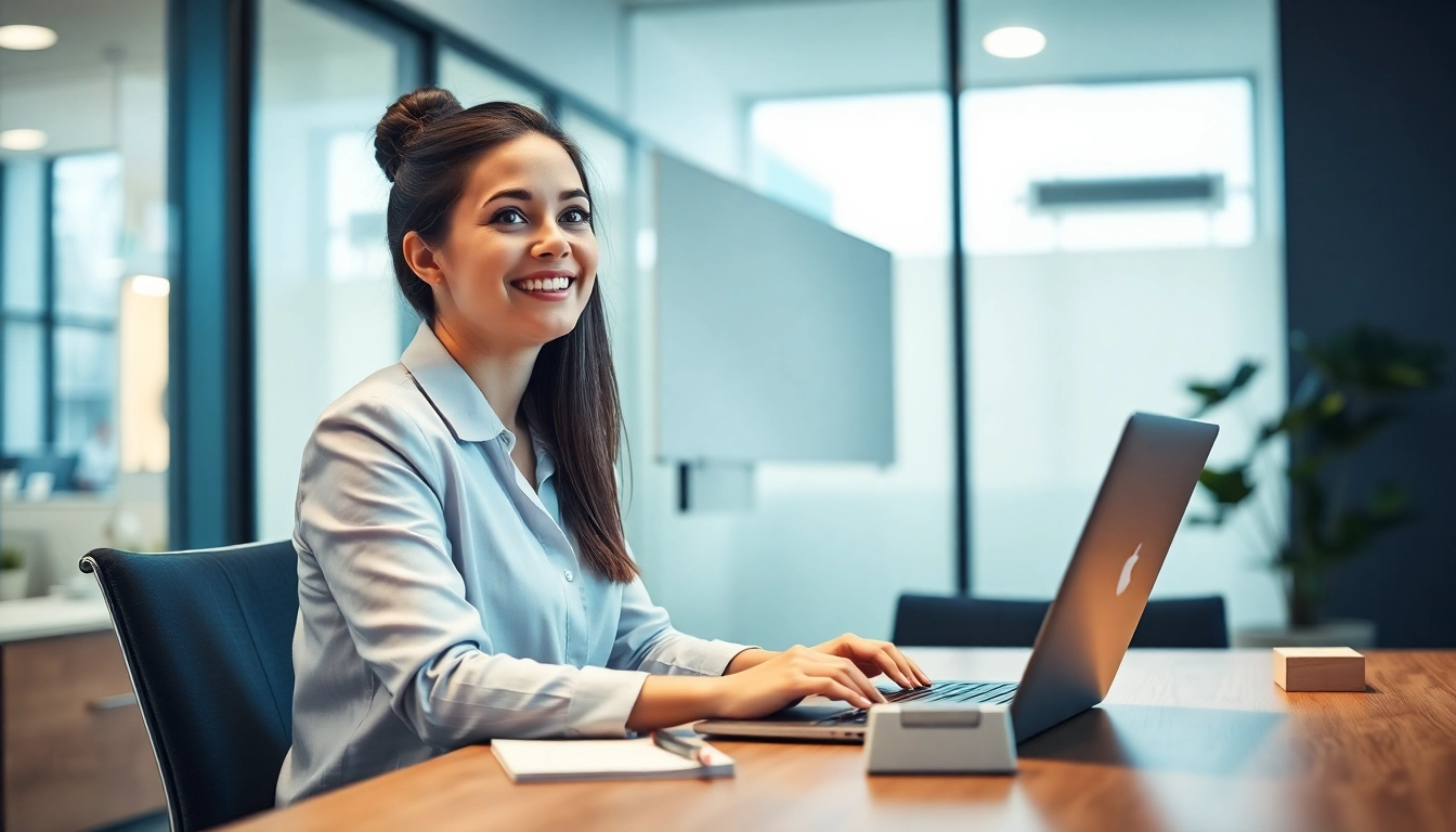 Optimistisch arbeitende Person, die Vertriebsspezialisten finden möchte.