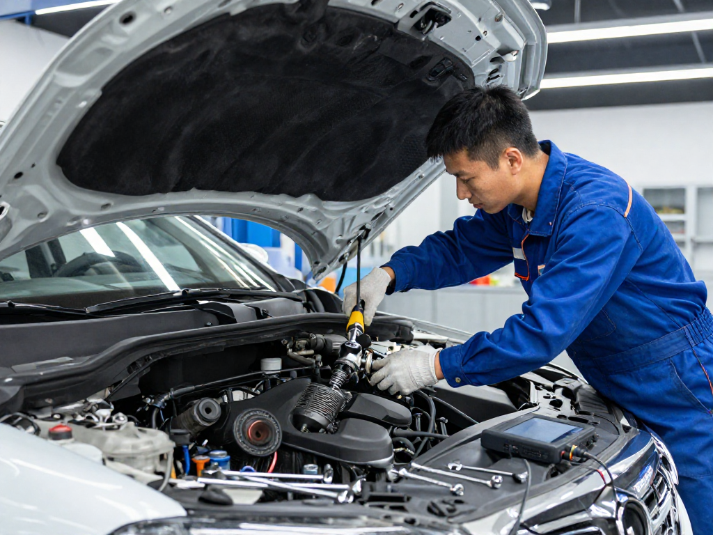 DPF Reinigung Hannover: Mechaniker inspiziert Diesel Partikelfilter in moderner Werkstatt