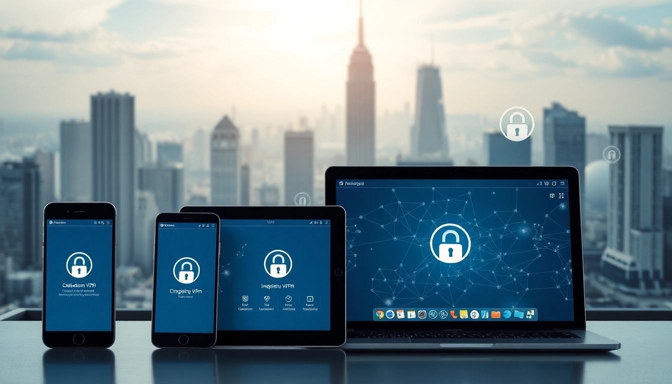 快连下载 interface displayed on devices, showcasing security and speed in a modern digital environment.
