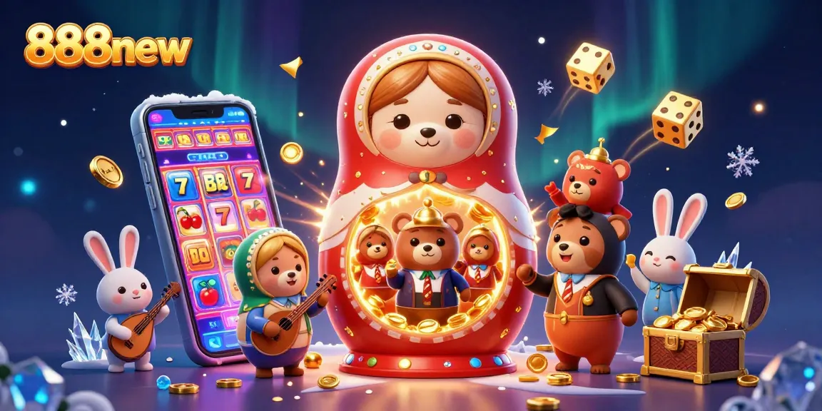 Experience the excitement of 888new with vibrant scenes featuring jackpot slots, animated characters, and casino flair.