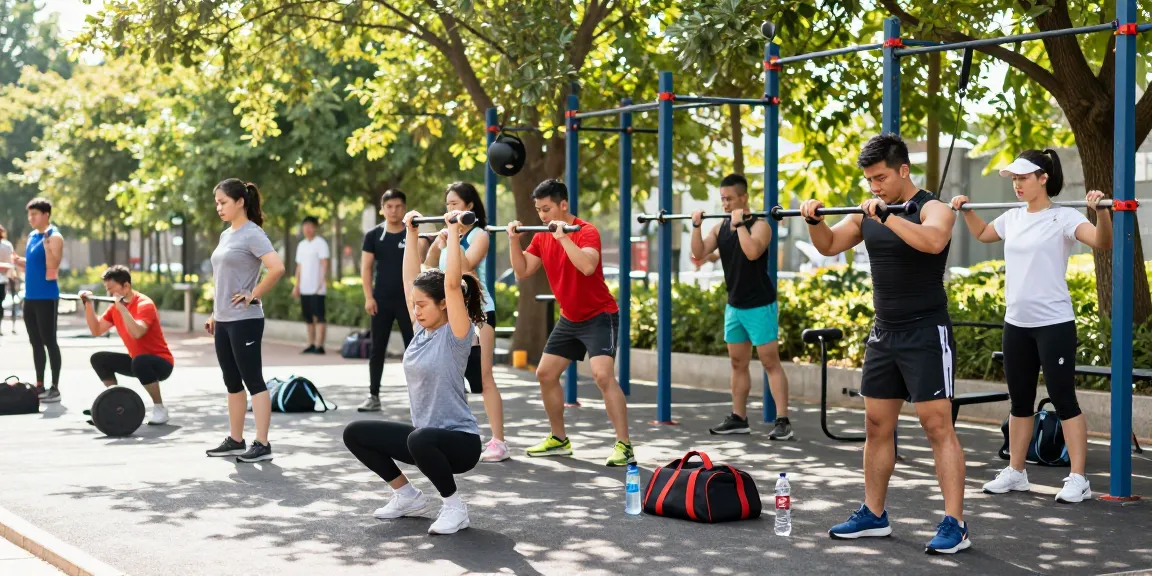 Aktive Bodybuilder im Steroidshop beim Training in der Natur