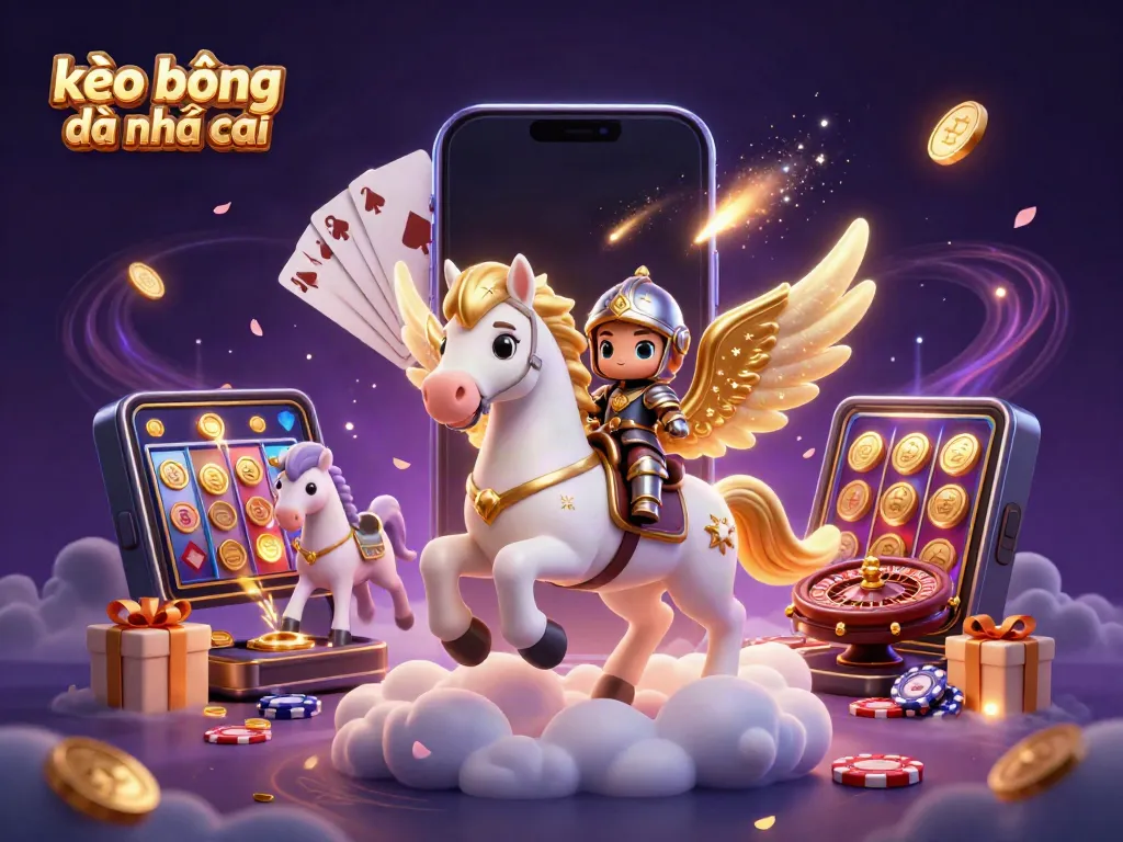 Experience thrilling bets with kèo bóng đá nhà cái, highlighted by vibrant casino elements.