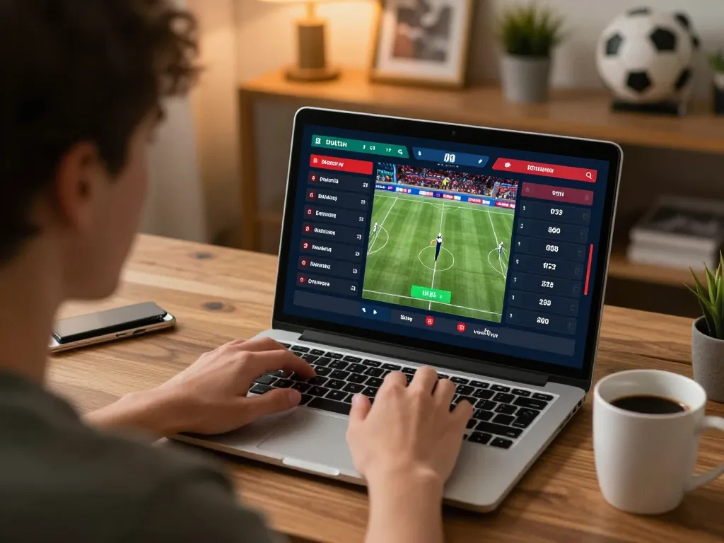 Socolive user engaged in sports betting action on laptop with detailed odds display.