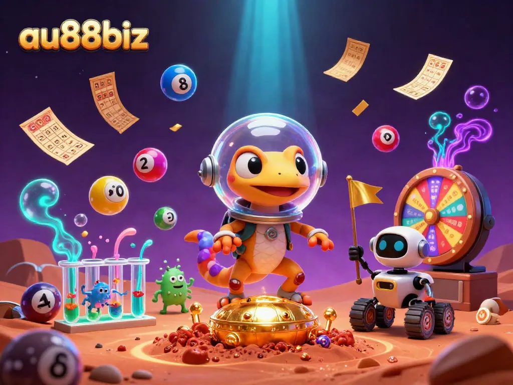 Engage with the exciting universe of au88biz casino through vibrant 3D Martian-themed illustration.