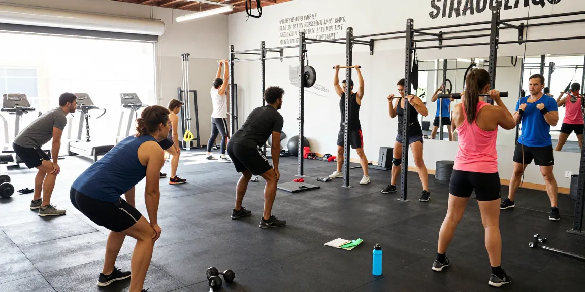 Aktive Athleten im Global Pharma Steroid Shop beim Training in einem modernen Fitnessstudio mit motivierender Atmosphäre.