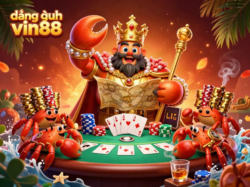 Engage with the thrilling world of đăng nhập vin88, where a golden crab emperor leads a casino adventure.