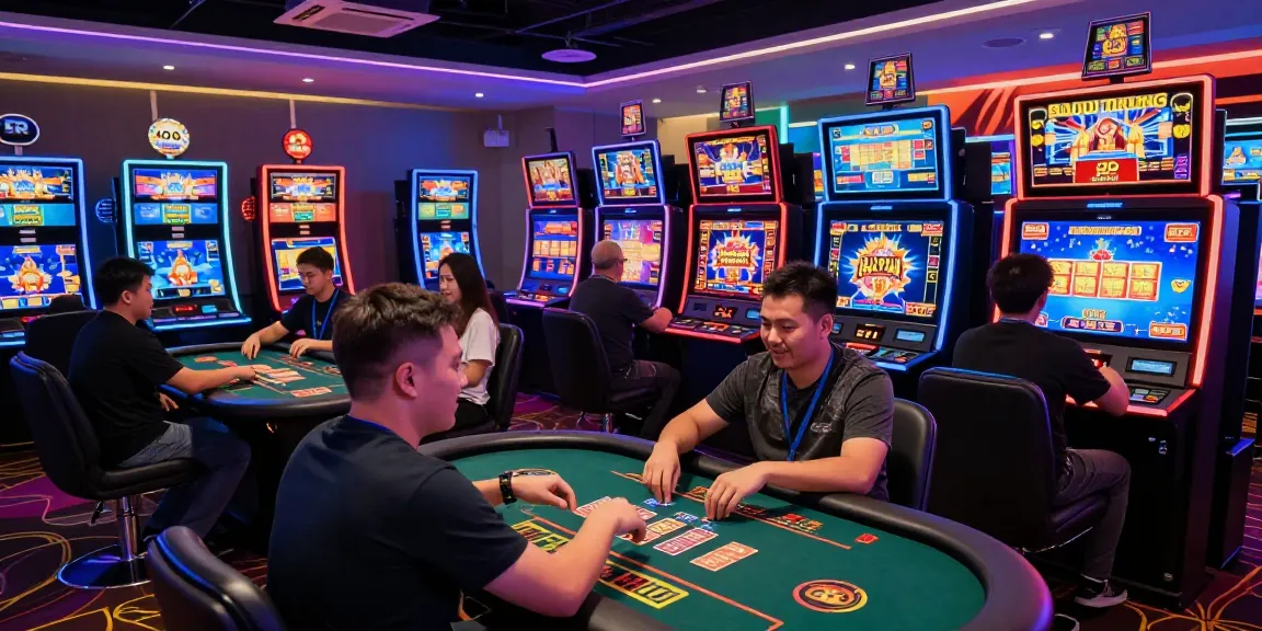 Engaging gaming atmosphere at https://gemwin.pics/ featuring players enjoying popular card games and vibrant slot machines.