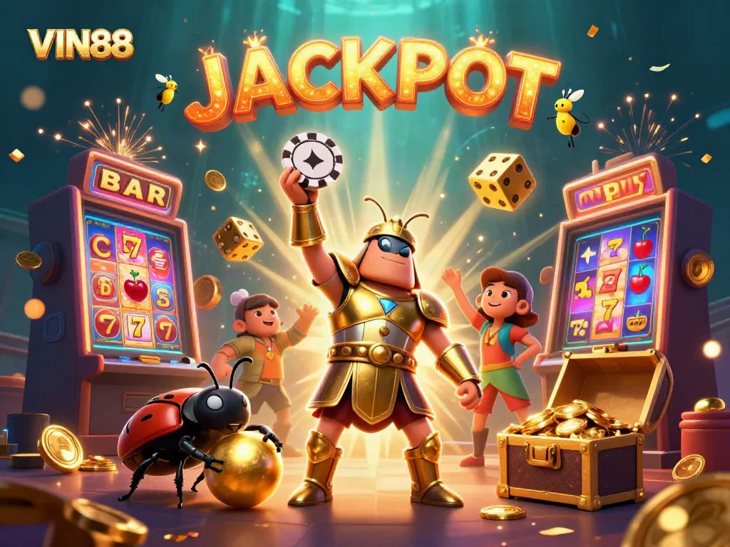 VIN88 reels in players with a victorious hercules beetle and dazzling jackpot scene