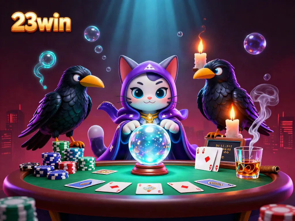 Engage with thrilling 23win casino action featuring a mystical cat and vibrant game elements.