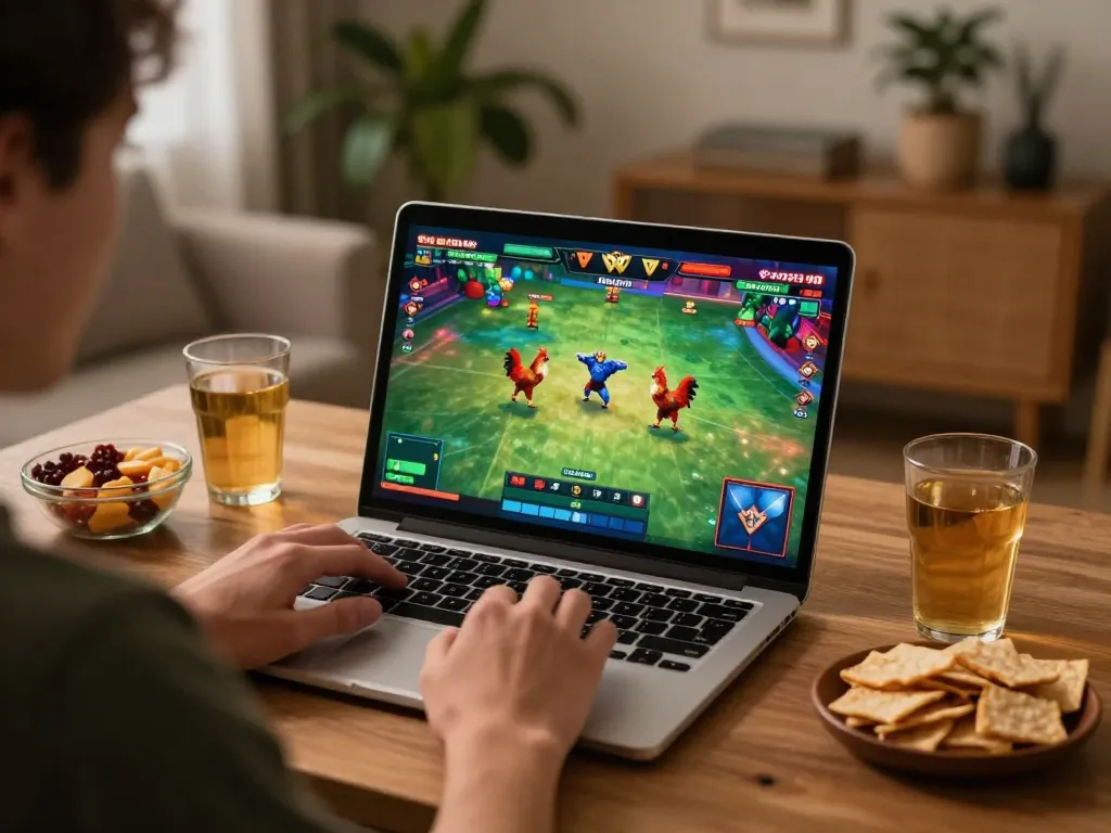 Watching dagatructiepp live chicken fights online with strategic focus and immersive atmosphere.