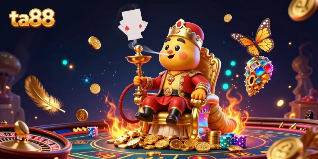 Experience the excitement of ta88 with vibrant gaming elements in an illustrated casino scene.