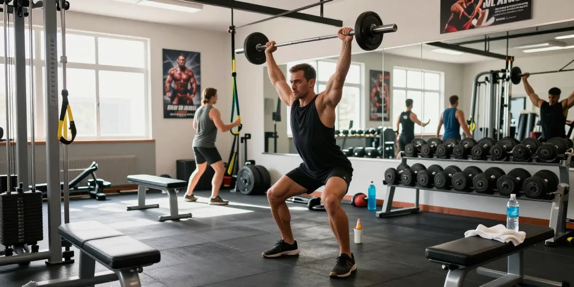 Anabolika-Shop Bodybuilding-Szene, die einen engagierten Athleten zeigt, der Gewichte hebt und eine intensive Trainingsatmosphäre widerspiegelt.