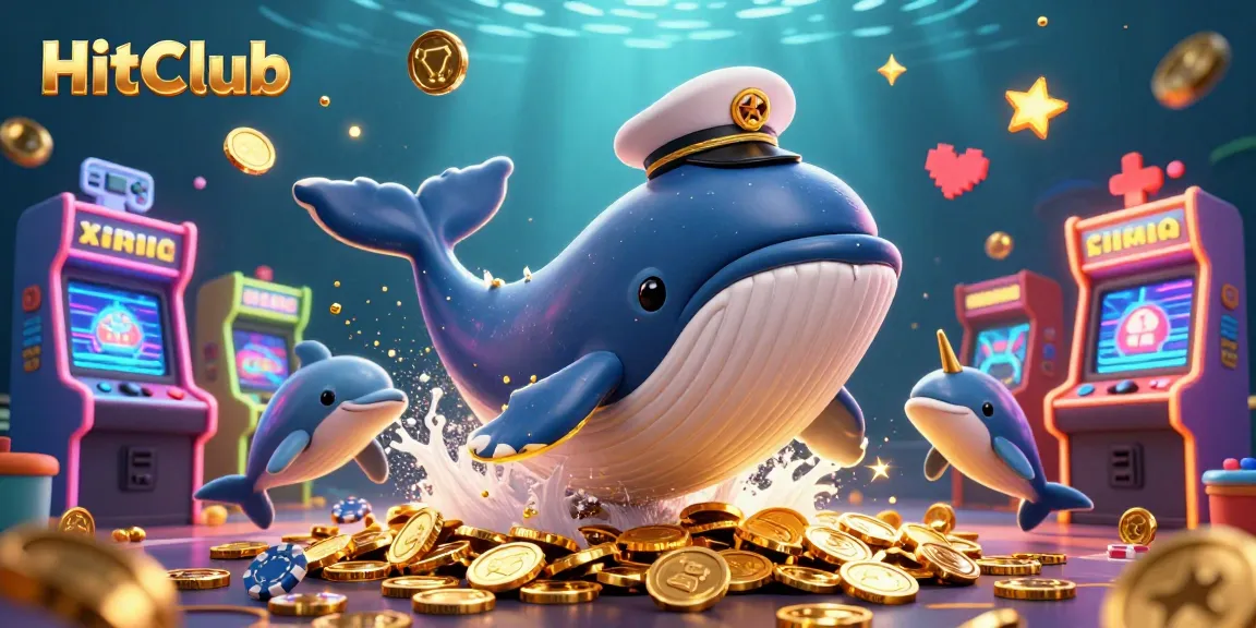 Engage with HitClub's vibrant 3D casino world featuring whales, narwhals, and dynamic gaming elements.