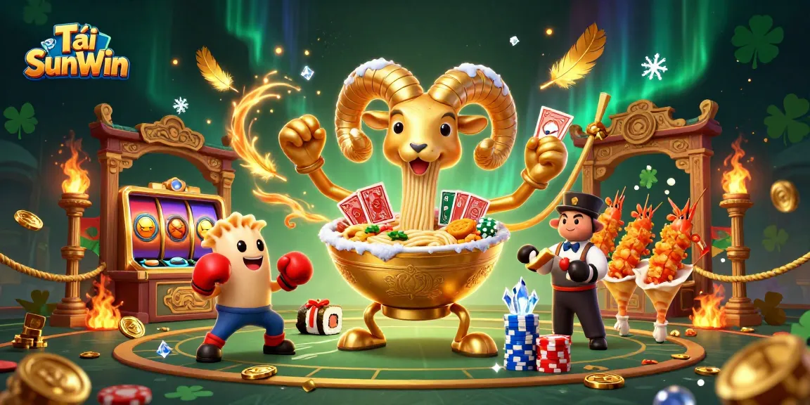 Tải SunWin showcases a vibrant 3D casino atmosphere with cartoon characters, dynamic gaming elements, and an engaging backdrop.