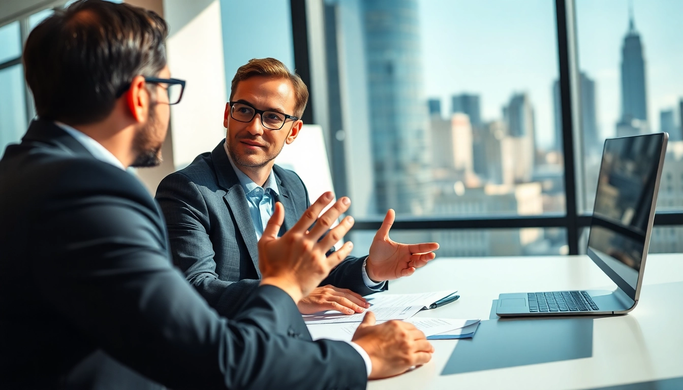 Headhunter Ingenieure in an engaging conversation with a candidate in a modern office.