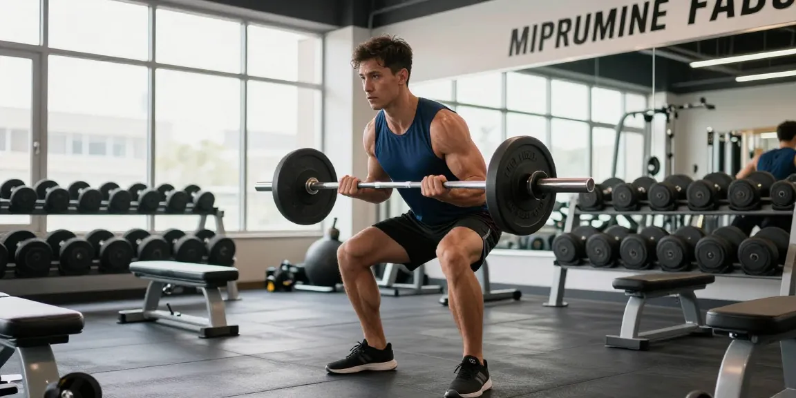 Deus Medical: Athlet im Fitnessstudio beim Gewichtheben, Stärke und Motivation zeigen.