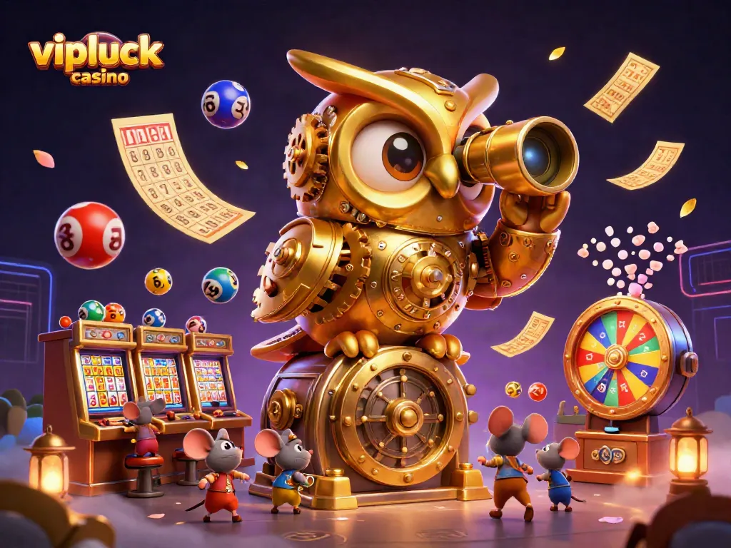 Enjoy the vipluck casino adventure with dynamic gaming elements in a vibrant 3D illustration.