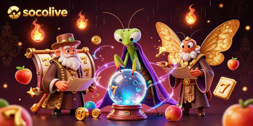 Experience thrilling gameplay with socolive's vibrant slot machine characters and magical elements.