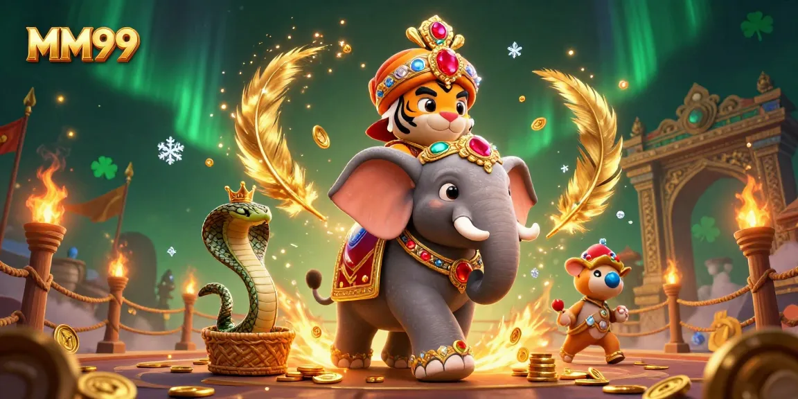 Experience thrilling gameplay at MM99, featuring a vivid illustration with an ornate maharaja, jewel-encrusted elephant, and vibrant casino elements.