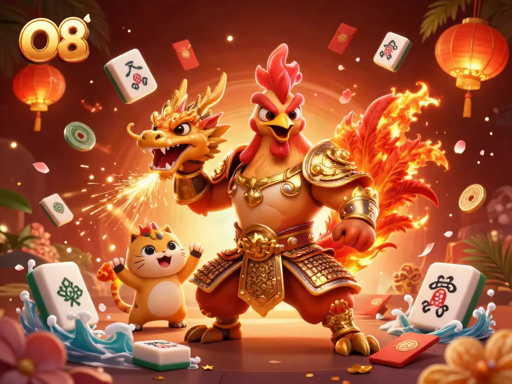 Experience thrilling gameplay with O8's vibrant 3D cartoon characters in an exciting casino scene.