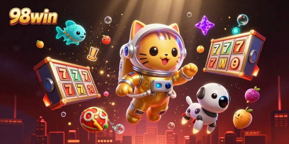 Experience exciting slot games at 98win with vibrant illustrations depicting luck, jackpots, and rich fantasy
