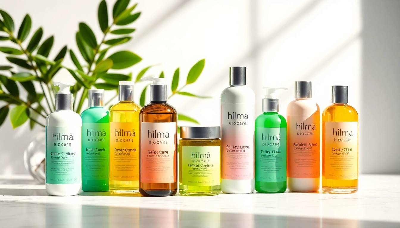 hilma biocare präsentiert innovative Wellnessprodukte in einer eleganten Anordnung.