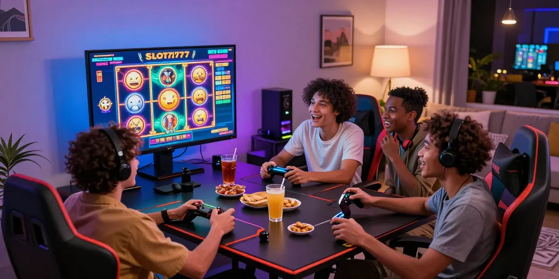Permainan slot Slot777 yang seru dengan teman-teman di lingkungan gaming yang ceria.