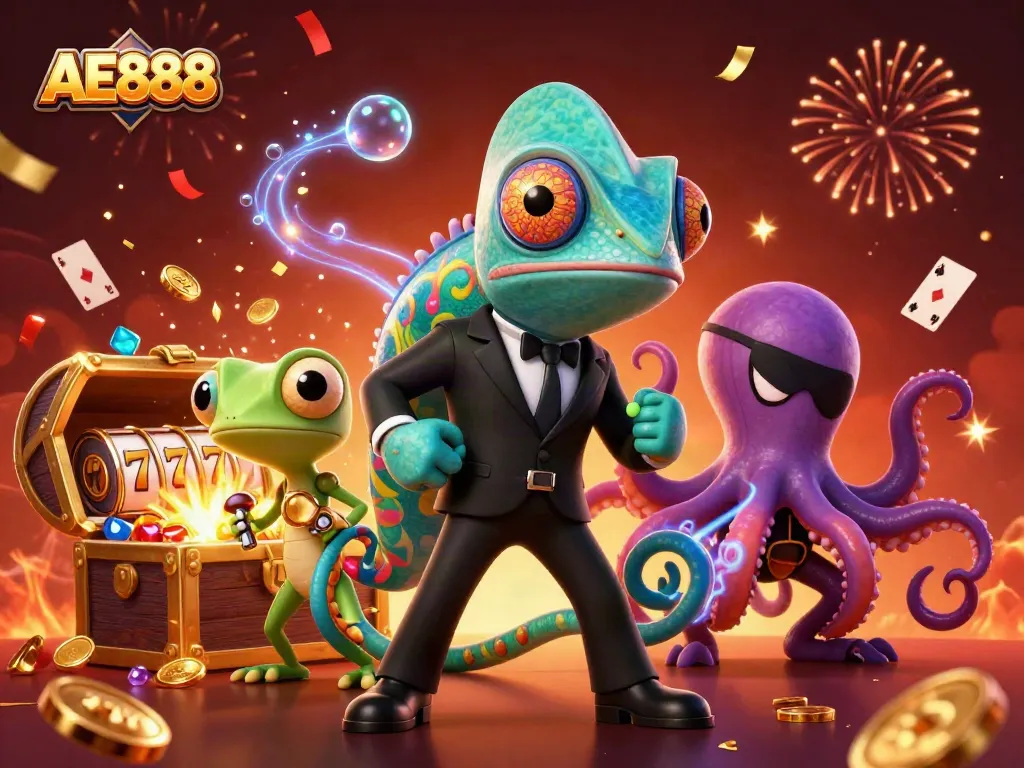 Join the excitement at AE888 with vibrant characters and captivating gaming elements in action.