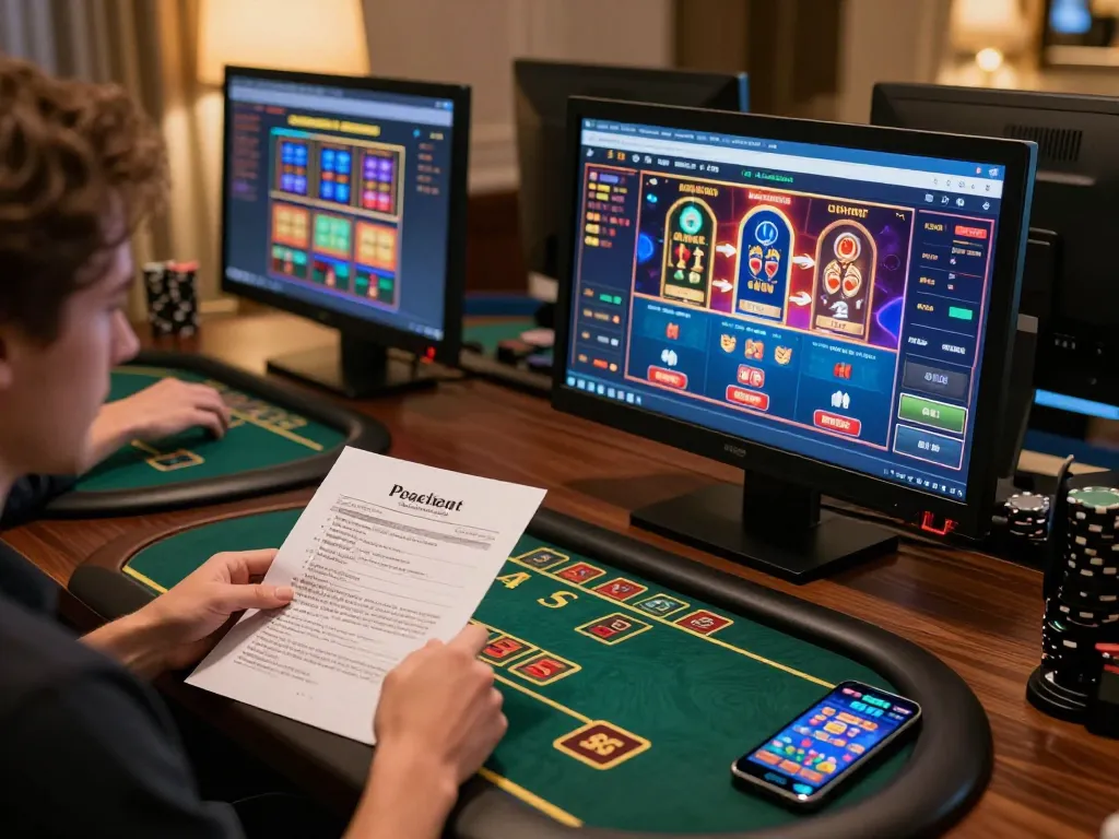 Player engaging in online casino at home with lc88 showing on multiple screens, emphasizing strategic gameplay