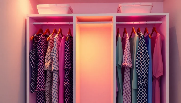 Kunststoff kleiderbügel in lebendigen Farben ordentlich auf einer Garderobe angeordnet, ideal zur Aufbewahrung von Kleidung.