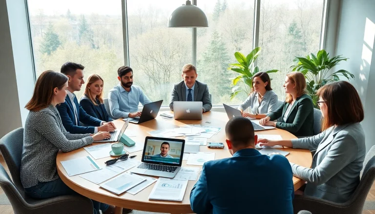 Headhunter Saarbrücken team collaborating in a modern workspace.