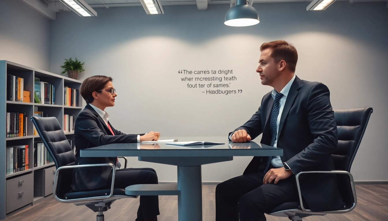 Headhunter berät einen Klienten in einem modernen Büro über Karrieremöglichkeiten.