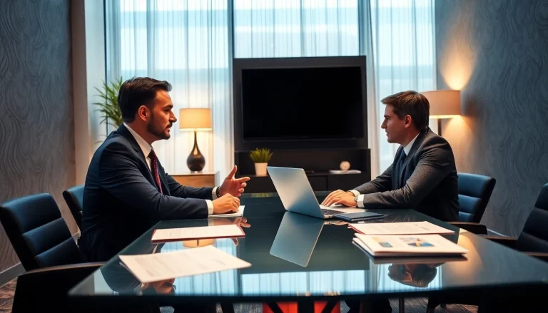 Engaging interaction with a Headhunter CEO in a modern office.